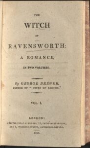 This image is of the title page of volume one of The Witch of Ravensworth. It includes the full title in large font, the author, the volume number, and the publishing information. The title is underlined in pencil.